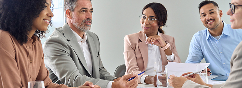 contractor and team meeting with financial advisor